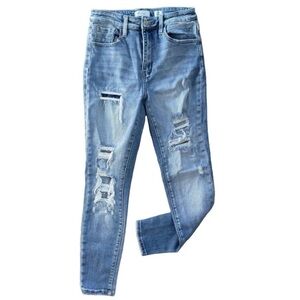 KANCAN Distressed Ultra High Rise Ankle Skinny Jeans Sz 27 Stretch